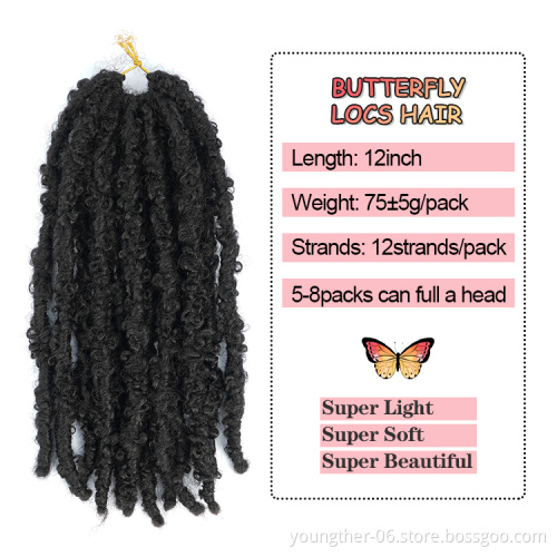 Butterfly Locs Crochet Hair Distressed Faux Locs Crochet Hair Pre Looped Natural Color  Butterfly Locs